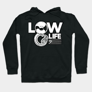 Vintage Low Life // Bass Clef Joke // Funny Tuba Player // Sousaphone Player Hoodie